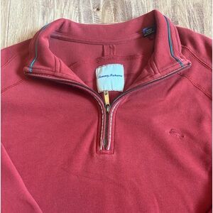 Tommy Bahama 3/4 zip. Deep red, good condition!